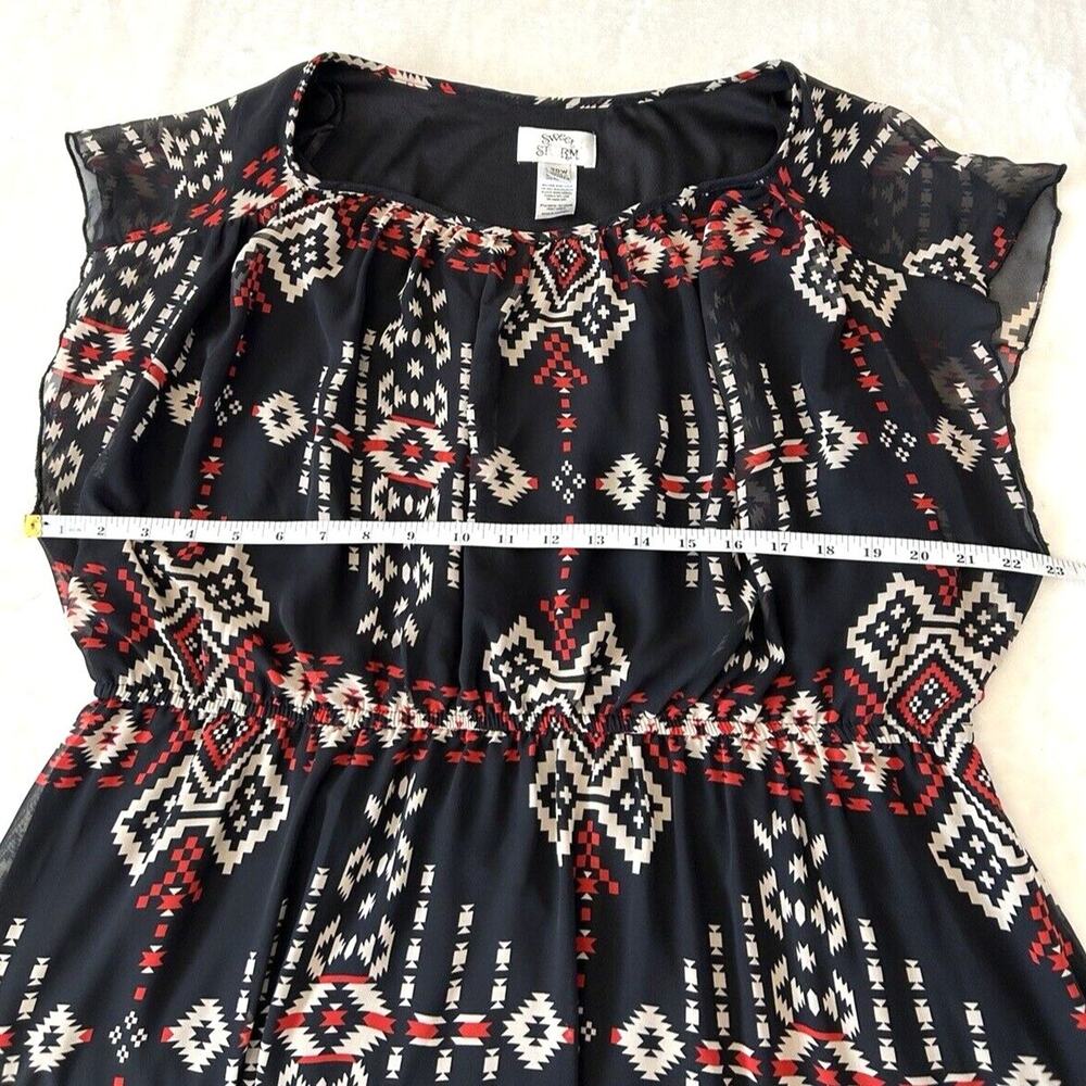 Sweet Storm Women’s Dress Size 20W Black Aztec Boho Lined Flowy Elastic Waist - Picture 4 of 7
